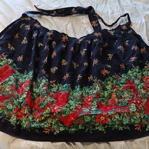 Handmade Floral Robin And Pinecone Baking Apron Womans